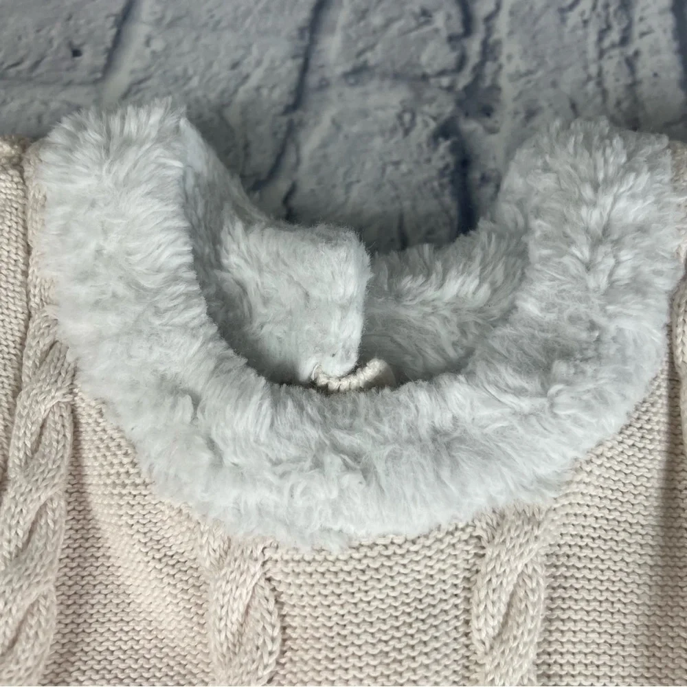 The children's place 5T sweater dress, faux fur trimmed
